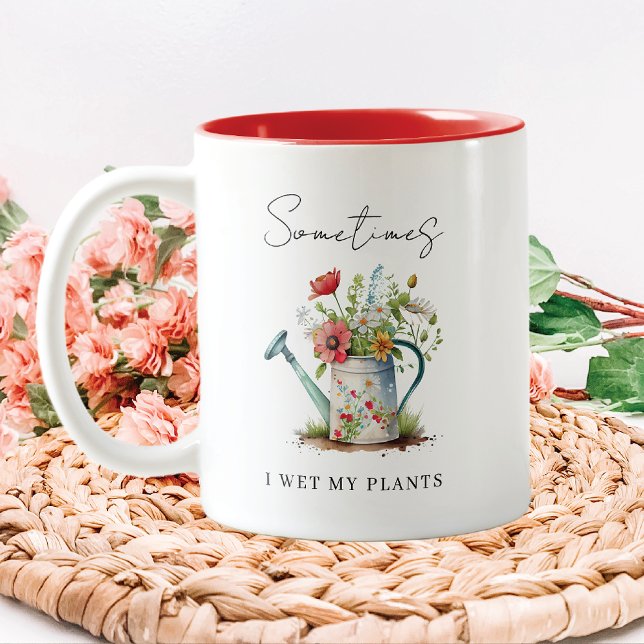 Funny I Wet My Plants Two-Tone Coffee Mug (Creator Uploaded)