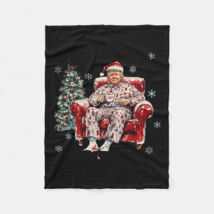 Funny I Will Be Home For Christmas Humorous Trump Fleece Blanket