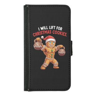 Funny 'I Will Lift for Christmas Cookies' Gingerbr Samsung Galaxy S5 Wallet Case