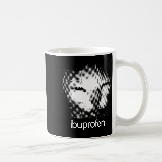 Funny Ibuprofen Cat Meme Retro Ugly Cat Face Mens  Coffee Mug (Right)