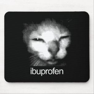 Funny Ibuprofen Cat Meme Retro Ugly Cat Face Mens  Mouse Pad