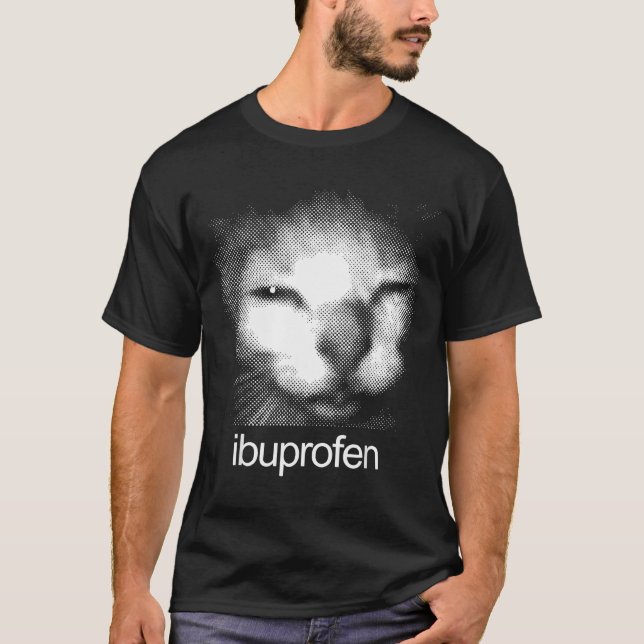 Funny Ibuprofen Cat Meme Retro Ugly Cat Face Mens  T-Shirt (Front)