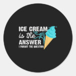 Funny Ice Cream Art For Men Women Kids Dessert Ice Classic Round Sticker