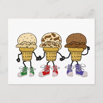 Funny Ice Cream Cone Cartoon Characters Postcard by tickleyourfunnybone at Zazzle
