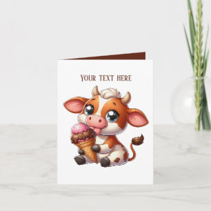 Funny ice cream cow lovers customizable  card
