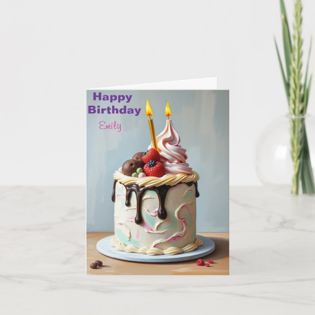 FUNNY ICE CREAM KIDS BIRTHDAY CAKE CARD (Front)
