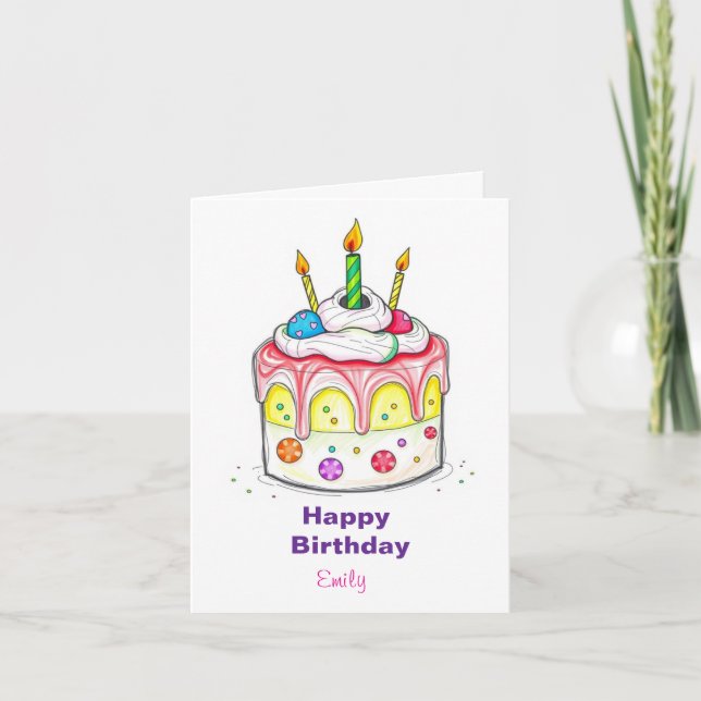 FUNNY ICE CREAM KIDS BIRTHDAY CAKE CARD (Front)
