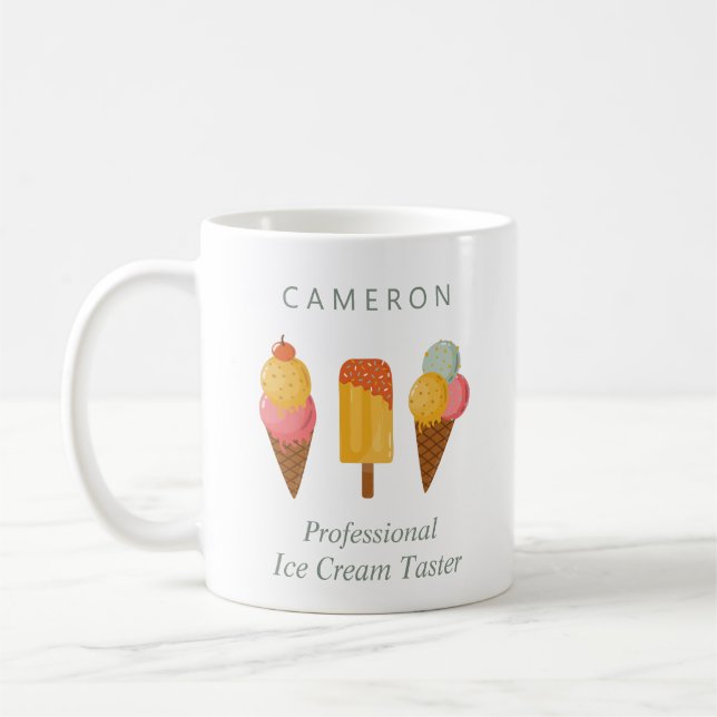 Funny Ice Cream Lovers Humor Cute Personalized Coffee Mug (Left)