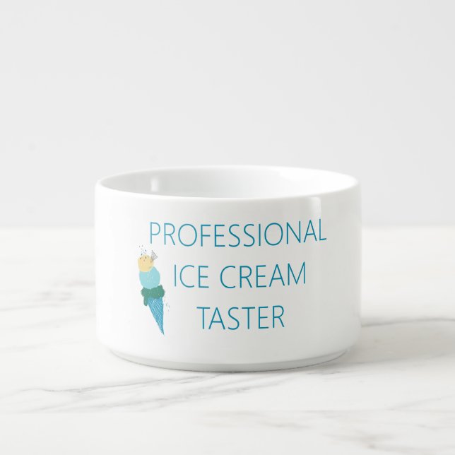 Funny Ice Cream Lovers Humor Design in Blue Bowl (Center)