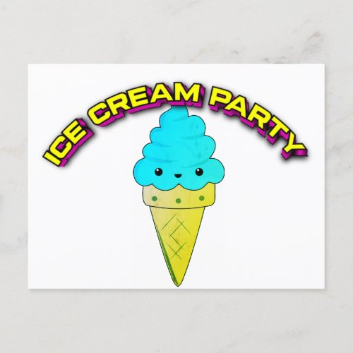 Funny Ice Cream  Party Invitation Postcard