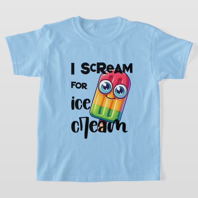 Funny ice cream scream word art  T-Shirt (Laydown)