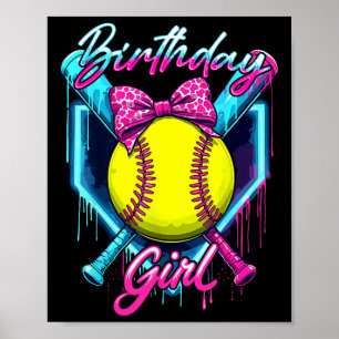 Funny Ice Cream Softll Drip Birthday Girl Softll P Poster