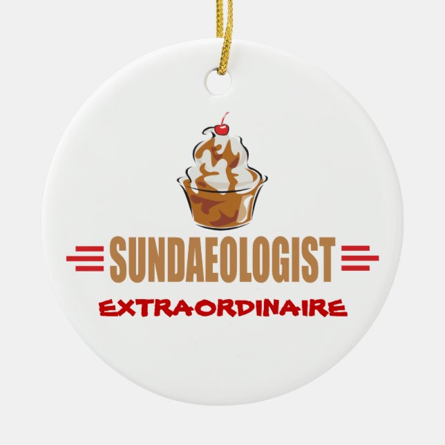 Funny Ice Cream Sundae Ceramic Ornament (Front)