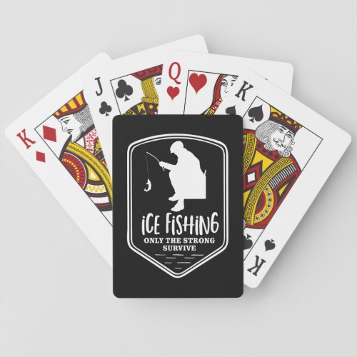 Funny Ice Fishing Fisherman Black Playing Cards