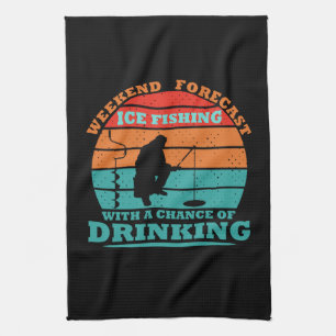 Funny Ice Fishing Kitchen Towel