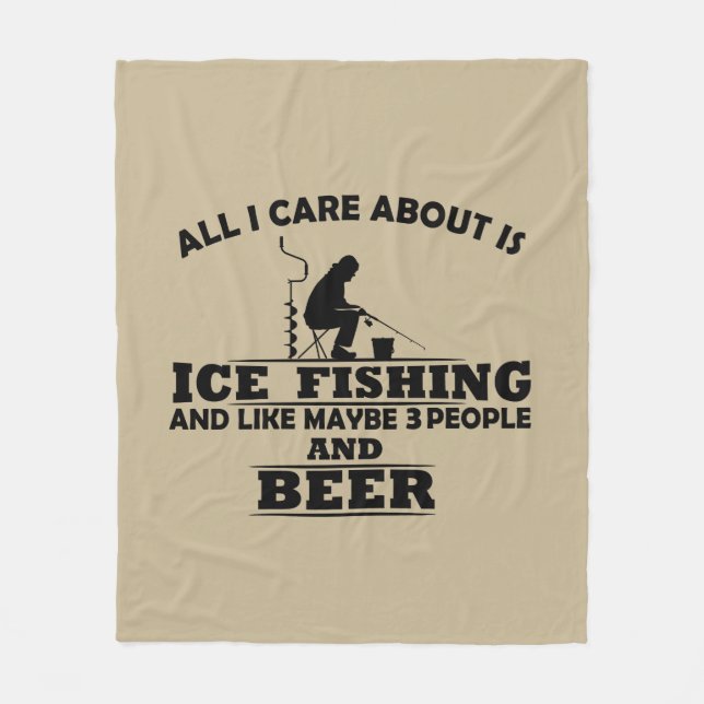 Funny Ice Fishing sayings  Fleece Blanket (Front)