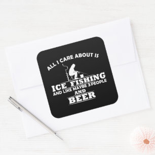 Funny Ice Fishing sayings Square Sticker