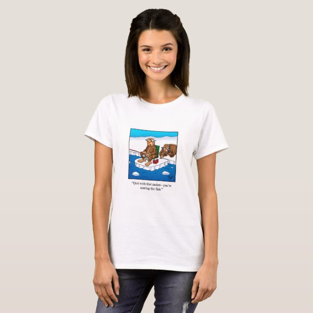 Funny Ice Fishing Tee Shirt For Her (Front Full)