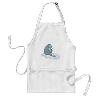 funny ice fishing walrus adult apron