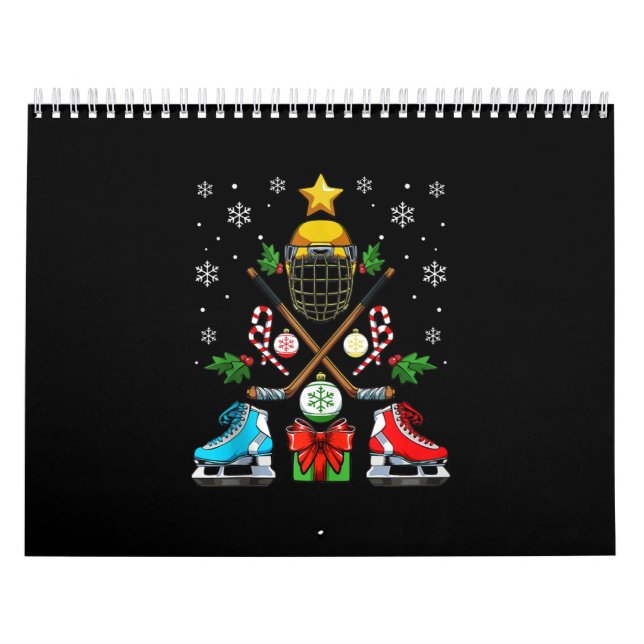 Funny Ice Hockey Christmas Ornament Tree Xmas Boys Calendar (Cover)