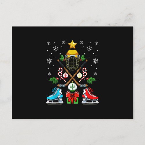 Funny Ice Hockey Christmas Ornament Tree Xmas Boys Invitation Postcard