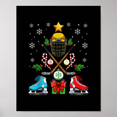 Funny Ice Hockey Christmas Ornament Tree Xmas Boys Poster