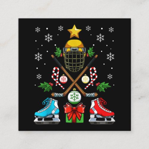 Funny Ice Hockey Christmas Ornament Tree Xmas Boys Square Business Card