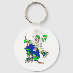 funny ice hockey collision graphic keychain