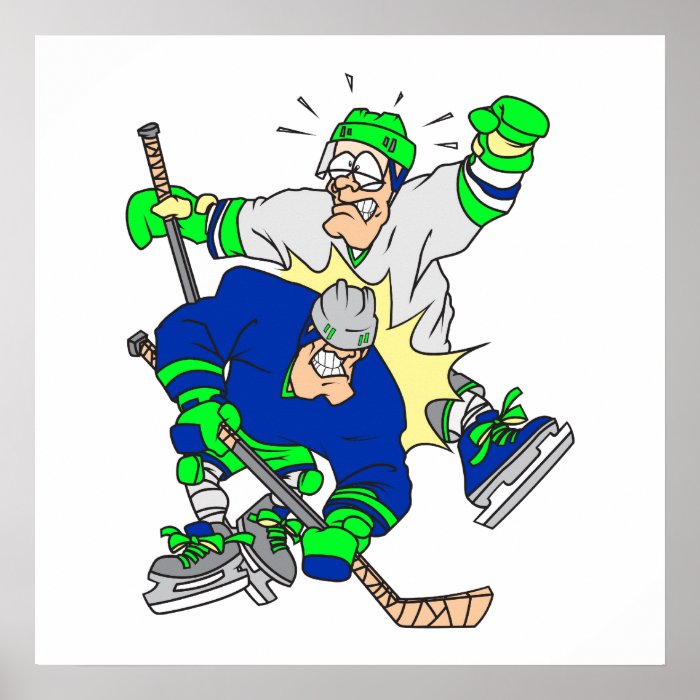 funny ice hockey collision graphic poster