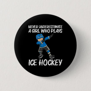 Funny Ice Hockey For Girls Kids Field Rink Ndy Tea Button