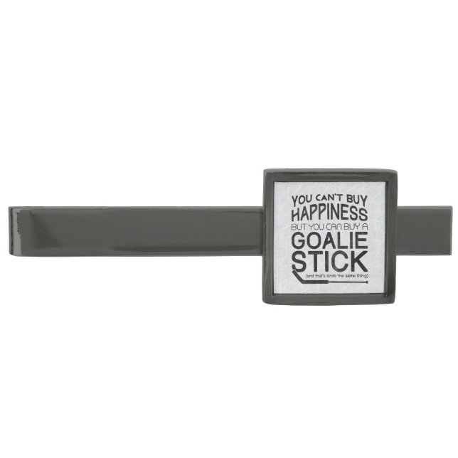 Funny Ice Hockey Goalie Design Gunmetal Finish Tie Clip (Front)