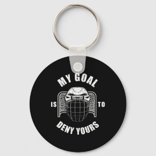 Funny Ice Hockey Goalie Design Kids Men Women Hock Keychain