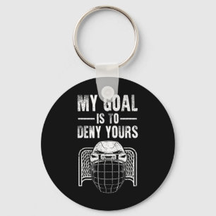 Funny Ice Hockey Goalie Design Kids Men Women Hock Keychain
