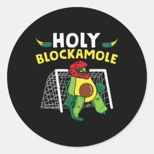 Funny Ice Hockey Goalie Ice Hockey Player Avocado Classic Round Sticker