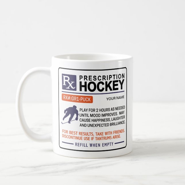 Funny Ice Hockey Mug Prescription Design  (Left)