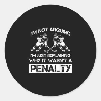 Funny Ice Hockey Player Discussing Bully Penalty Classic Round Sticker