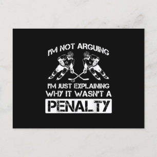 Funny Ice Hockey Player Discussing Bully Penalty Invitation Postcard
