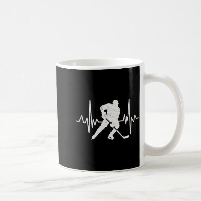 Funny Ice Hockey Player Goalie Heartbeat Hockey Fa Coffee Mug (Right)