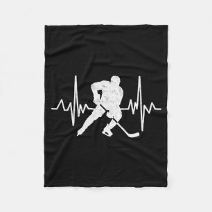 Funny Ice Hockey Player Goalie Heartbeat Hockey Fa Fleece Blanket