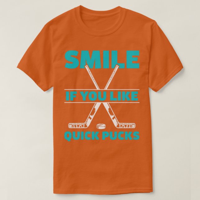 Funny Ice Hockey player Quick Pucks T-Shirt (Design Front)