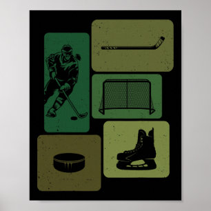 Funny Ice Hockey Puck Stick Winter Game Ice Hockey Poster