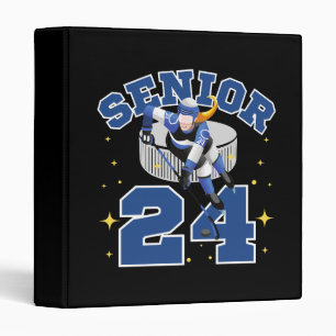 Funny Ice Hockey Senior 2024 3 Ring Binder