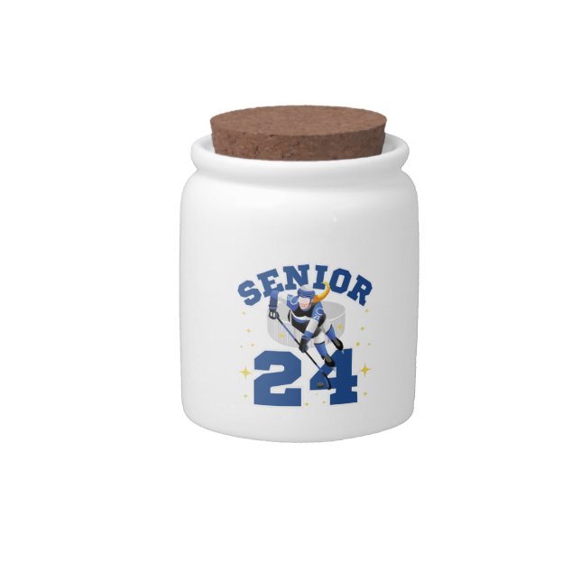 Funny Ice Hockey Senior 2024 Candy Jar (Front)