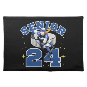 Funny Ice Hockey Senior 2024 Cloth Placemat