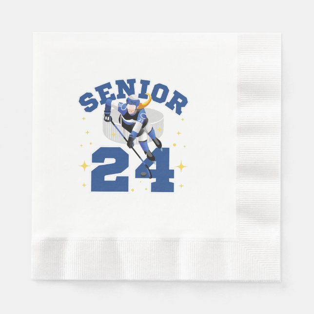 Funny Ice Hockey Senior 2024 Napkins (Front)