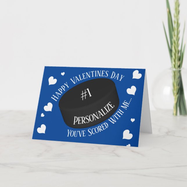 Funny Ice Hockey You've Scored Valentines Holiday Card (Front)