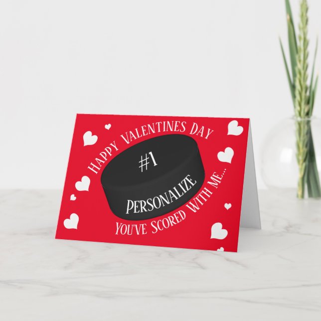 Funny Ice Hockey You've Scored Valentines Holiday Card (Front)