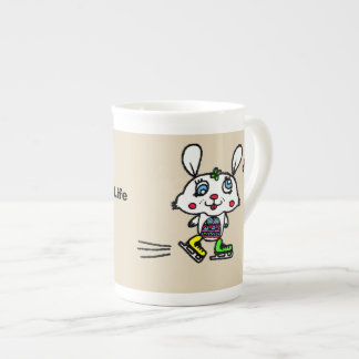 Funny Ice Skating Rabbit Bone China Mug