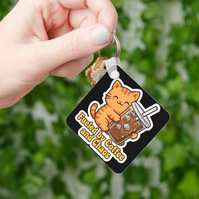 Funny Iced Coffee Lover Gift Keychain (Hand)
