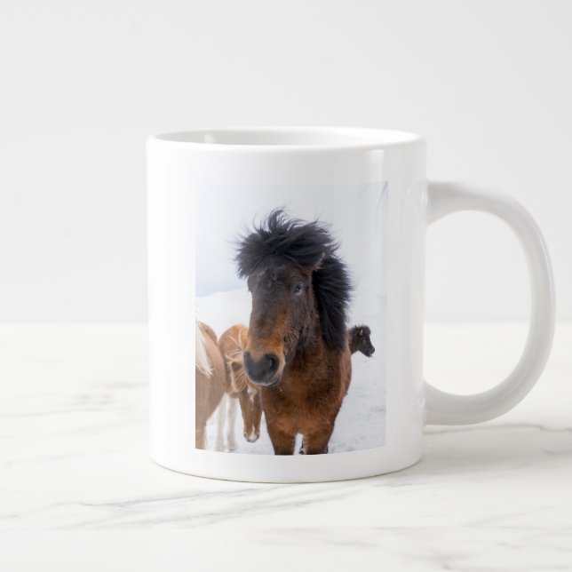 Funny Icelandic Horse Portrait Large Coffee Mug (Right)